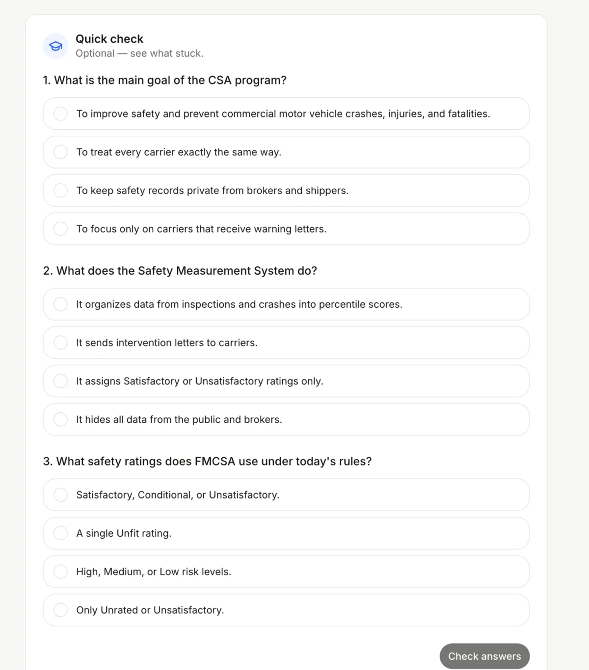 An end-of-lesson knowledge check
