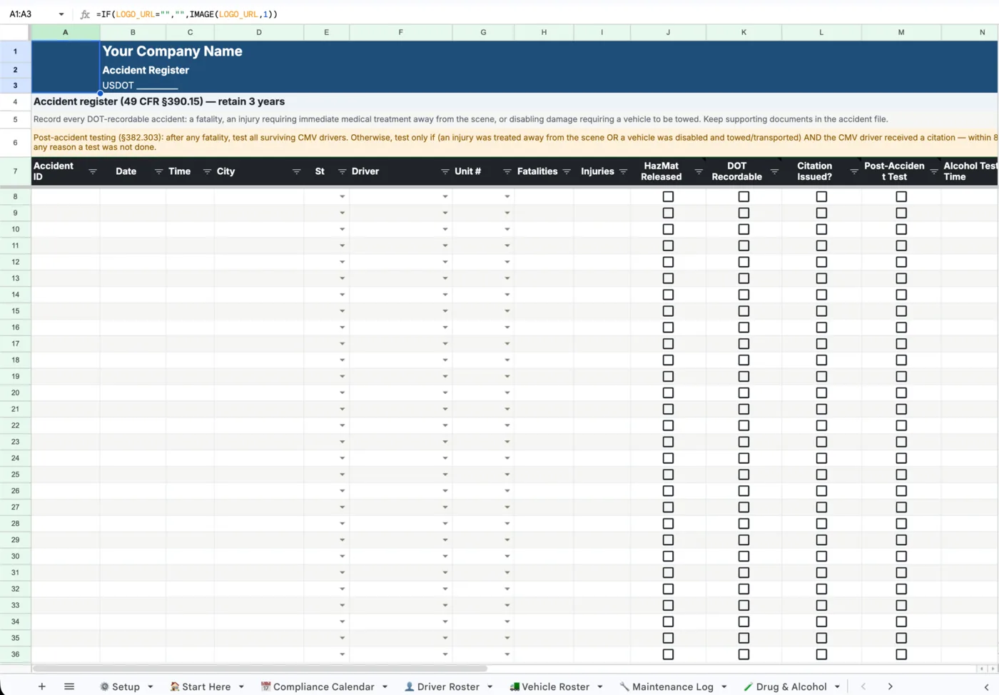 Ready-made registers that calculate next-due dates for you